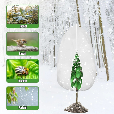 Husa anti inghet 200x120 cm 40g/m2 albe cu fermoar snur si top circular pentru palmieri si maslini [2]