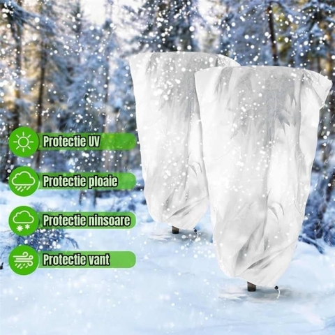 Set 2 Huse Antiinghet Flori, Foarte Usoare, Marimi Diferite, 120x80cm & 80x60cm, 30g/m², Ideale pentru flori fragile, Material respirabil, Alb [4]