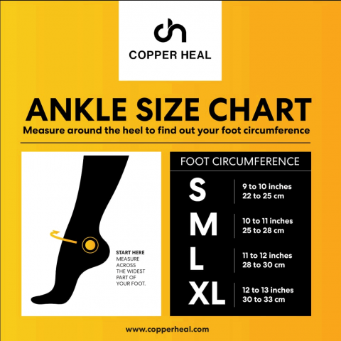Set 2 manșoane pentru glezne cu cupru pentru ameliorarea durerii, Copper Heal, negru, marime M [1]