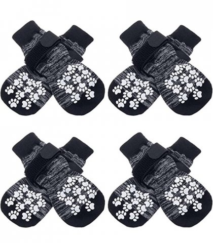Pet shop - Set 2 Perechi de Sosete Antiderapante pentru Caini si Pisici, Protectie, Confort si Aderenta pentru Interior, negru, marime M
