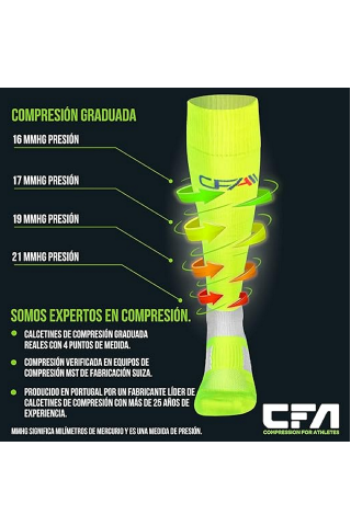Set 2 perechi Sosete de Compresie, CFA, pentru Femei si Barbati, pentru Sport, Recuperare sau Calatorii, pentru o Circulatie Sanguina Mai Buna, verde neon, Marimea 35-38 [4]
