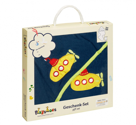 Copii & Bebe - Set 2 piese Prosop bumbac, Submarine, albastru, Playshoes, 75 x 75 cm