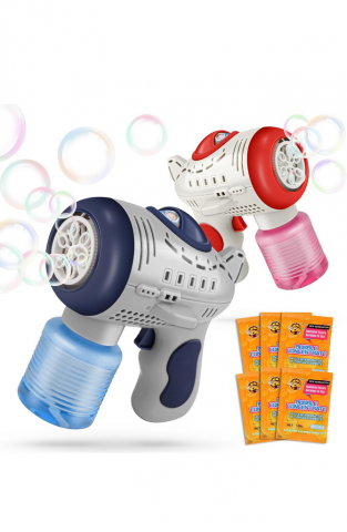 Jucării & Jocuri - Set 2 Pistoale electrice de facut baloane cu sapun, cu baterii, AmyBenton, Rosu si Albastru