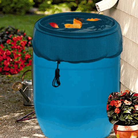 Set 2 plase de protectie pentru butoi, impotriva tantarilor/frunzelor, Poliester, 95 cm, negru [3]
