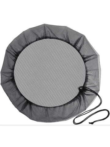 Set 2 plase de protectie pentru butoi, impotriva tantarilor/frunzelor, Poliester, 95 cm, negru