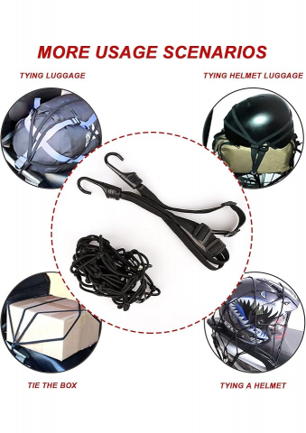 Set 2 plase si 2 benzi elastice pentru casca/bagaje de prins pe motocicleta, universala Yisscen - MG1X [4]