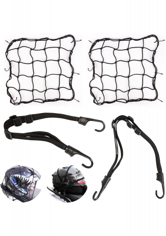 Auto - Set 2 plase si 2 benzi elastice pentru casca/bagaje de prins pe motocicleta, universala Yisscen - MG1X