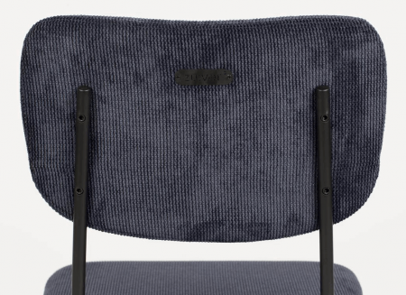 Set 2 Scaune de bar, Zuiver Benson, 75 cm, catifea si metal, albastru închis [1]