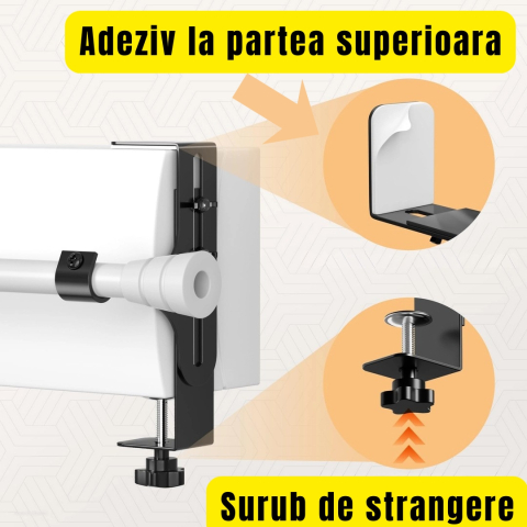 Suporturi galerie perdea fara gaurire cu inaltime reglabila 14–25 cm fixare caseta rulou negre [3]