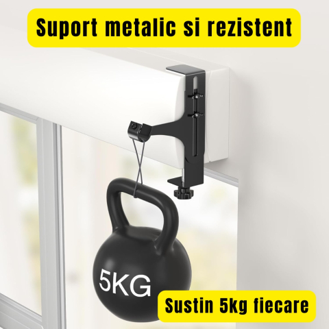 Suporturi galerie perdea fara gaurire cu inaltime reglabila 14–25 cm fixare caseta rulou negre [4]