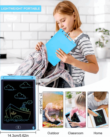Set 2 Tablete grafice pentru scris si desenat, AUNEY, display LCD de 8.5 inch, functie de blocare ecran si stergere, pentru copii gradinita sau scoala, sporeste creativitatea, Albastru Roz [1]