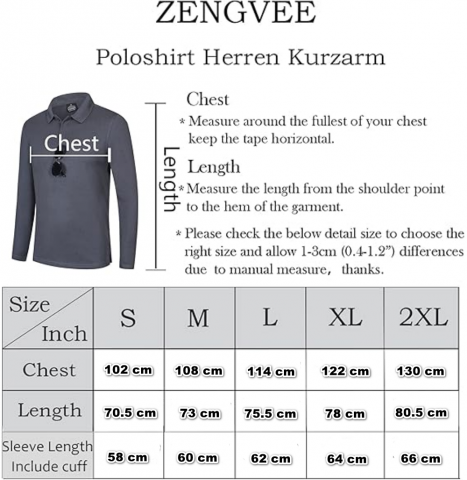 Set 2 tricouri polo barbatesti cu maneca lunga, Slim Fit, pentru sport si activitati zilnice, ZENGVEE, gri/alb [1]