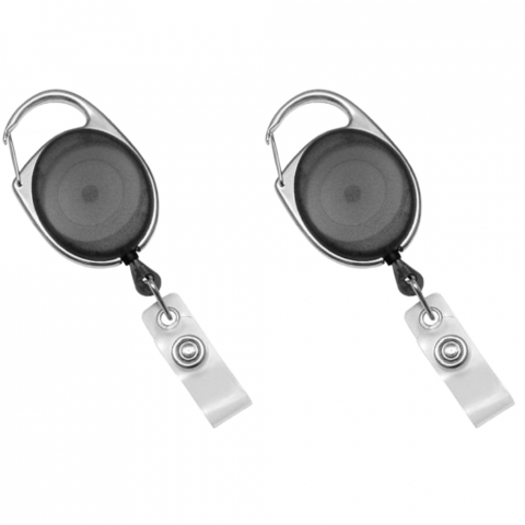 Set 2 x Snur Retractabil pentru Ecusoane, 60 cm, tip YoYo cu 2 Suporturi pentru Ecusoane Verticale, Clema si Carabina [2]
