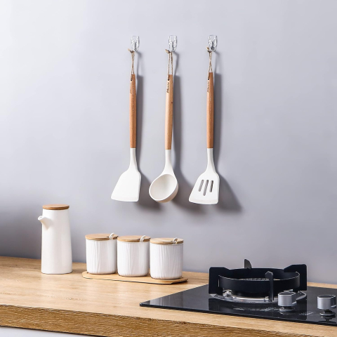 Carlige autoadezive transparente fara gauri in pereti set 20 cu benzi adezive pentru organizare [1]