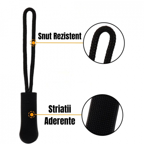 Set 22 Tragatoare Fermoar Durabile pentru Genti, Rucsacuri, Geci, Valize si Bocanci, 5 Stiluri, Negru [3]