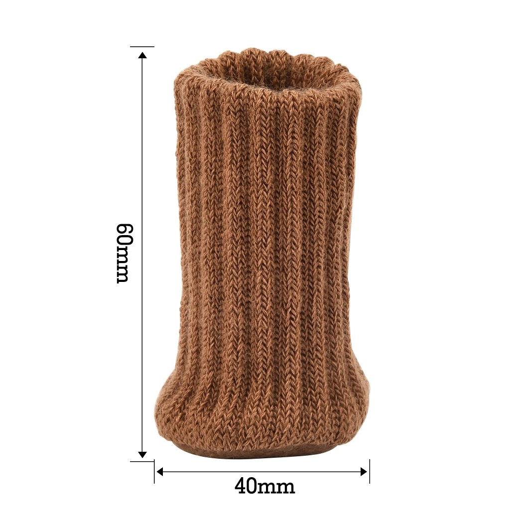 Set 24 Sosete picioare scaune, Ø 3-4 cm, tricotate, anti-alunecare, protectii mobilier, Maro [1]