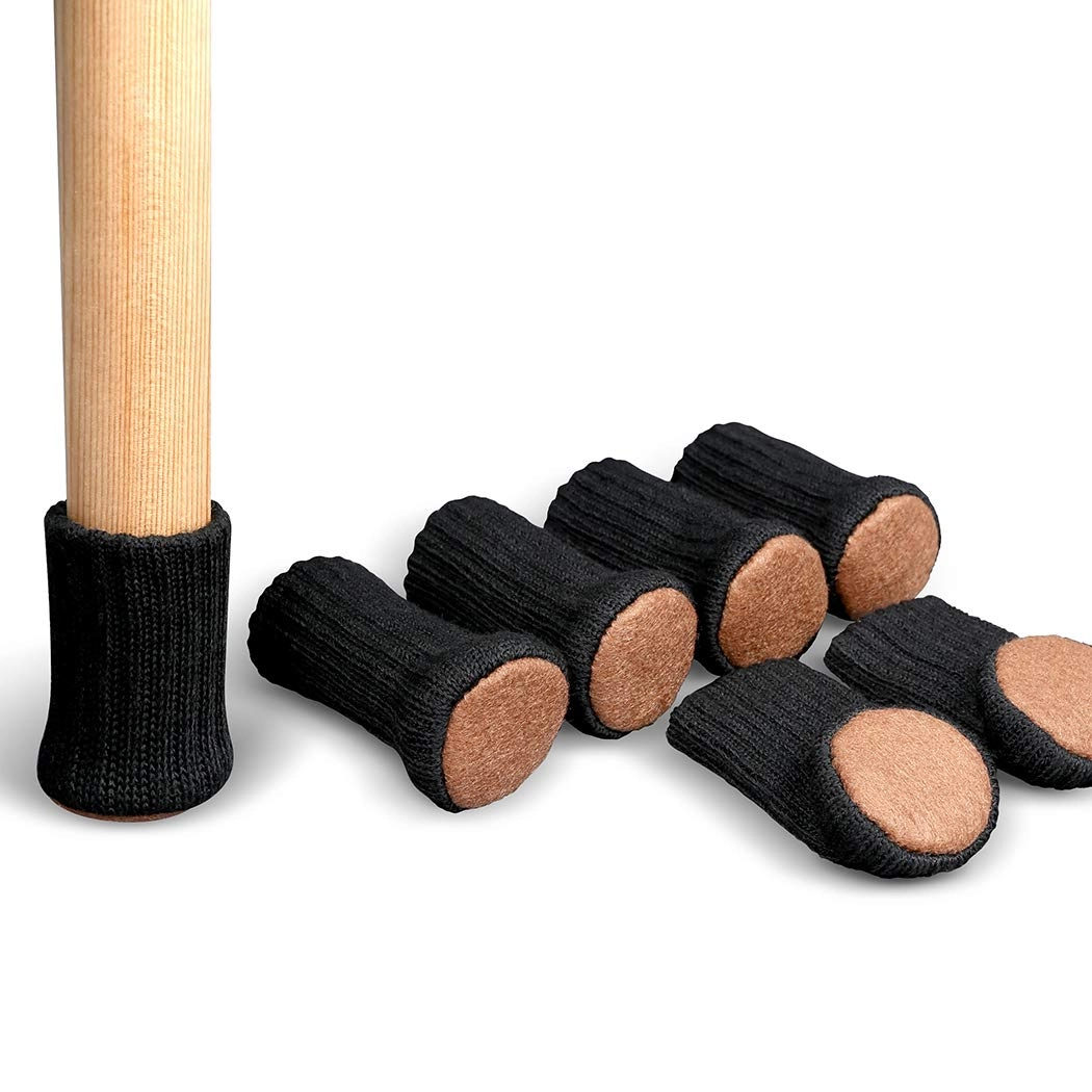 Set 24 Sosete picioare scaune, Ø 3-4 cm, tricotate, anti-alunecare, protectii mobilier, Negru [4]