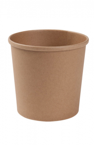 Set 25 boluri biodegradabile supa cu capac, premium, carton natur cu PLA, 600ml [1]