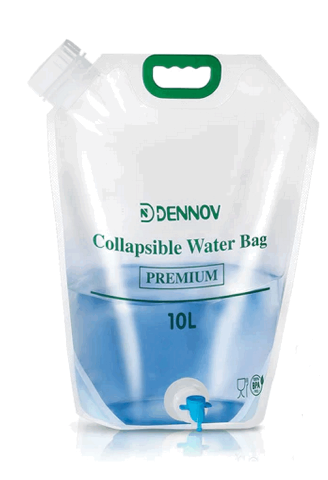Set 3 Bidoane de apa, pliabil cu robinet pentru drumetii si camping, Maner rezisten, Plastic, 10L, Transparent, Dennov, UV1B [0]