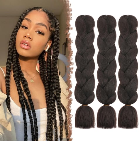 Femei - extensii-jumbo-impletit-feshfen-60cm-kanekalon-negru-natural