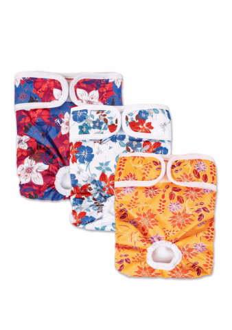 Pet shop - Set 3 bucati scutece super absorbante, lavabile si reutilizabile pentru catei, flexibile, reglabile, marime M