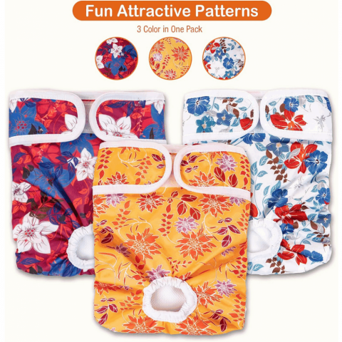Set 3 bucati scutece super absorbante, lavabile si reutilizabile pentru catei, flexibile, reglabile, marime M [1]