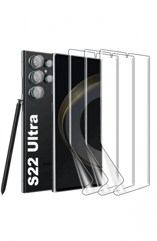 Huse, Folii & Accesorii Telefoane - Set 3 folii de protectie Samsung Galaxy S22 Ultra 5G 6.8 inch, din TPU flexibil, TH149