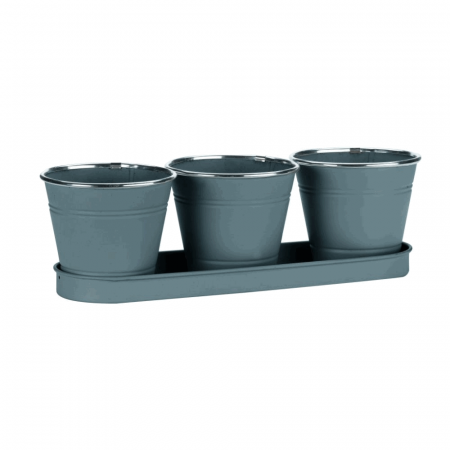 Casă, Grădină & Bricolaj - Set 3 ghivece din metal, gri