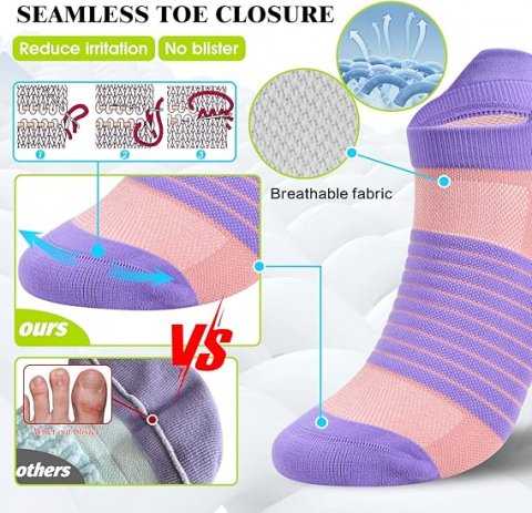 Set 3 Perechi Șosete Sport de Compresie Cheap4uk, Mov și Roz, Mărime L (43-46), Fără Cusături, Absorbante, Acolite [5]