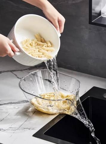 Set 3 Strecuratori fructe, Boluri de spalat alimente cu sita de scurgere pentru spalarea alimentelor, Transparent, 3L3J [3]