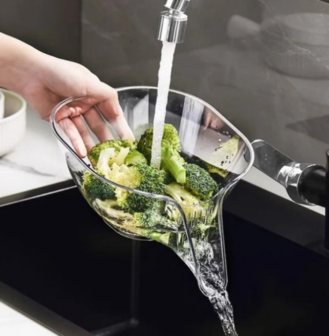 Set 3 Strecuratori fructe, Boluri de spalat alimente cu sita de scurgere pentru spalarea alimentelor, Transparent, 3L3J [6]