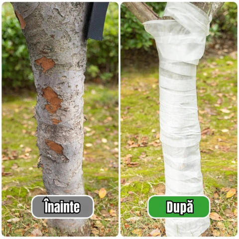 Set 4 Banzi protectie Pomi fructiferi, 15m x 8 cm, Protectie iepuri si alte rozatoare, anti-inghet, Material respirabil si impermeabil [1]