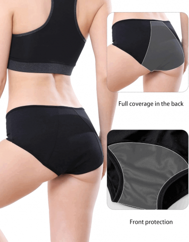 Set 4 Chiloti Menstruali Reutilizabili din Bumbac, Extra Protectie impotriva Scurgerilor, Adorel, culoare Negru, Marimea L, YN2T [5]