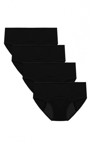 Igienă - Set 4 Chiloti Menstruali Reutilizabili din Bumbac, Extra Protectie impotriva Scurgerilor, Adorel, culoare Negru, Marimea L, YN2T