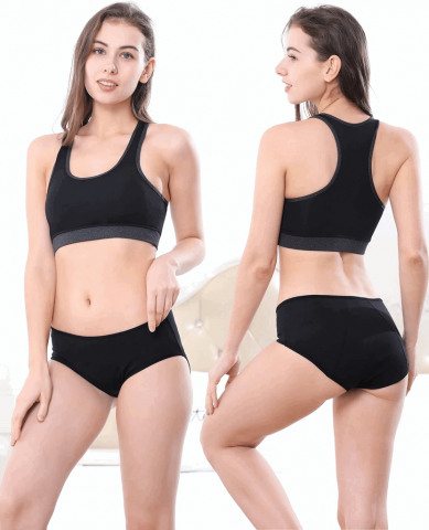 Set 4 Chiloti Menstruali Reutilizabili din Bumbac, Extra Protectie impotriva Scurgerilor, Adorel, culoare Negru, Marimea L, YN2T [1]