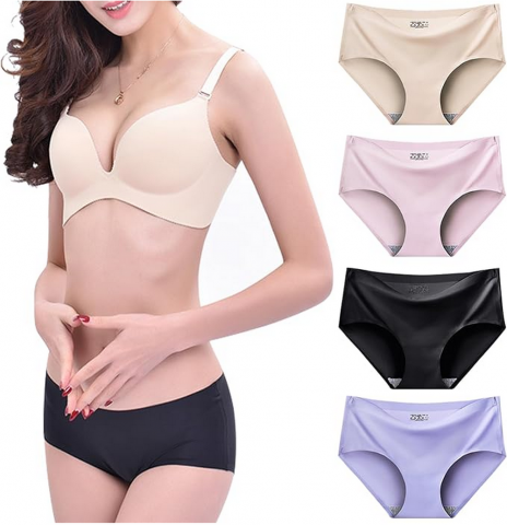 Îmbrăcăminte & Încălțăminte - Set 4 Chiloți pentru Femei, Ice Silk , Lenjerie Confortabilă, Moale și Răcoritoare, Ttspring, Mărimea 2XL