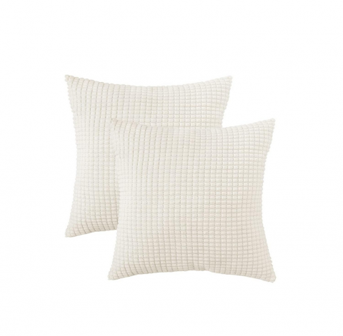 Casă, Grădină & Bricolaj - Set 4 Fețe de Pernă Decorative MIULEE 45x45 cm, Catifea Raiață (Corduroy) Super Moale, Alb Crem