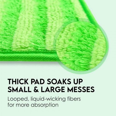 Set 4 Lavete de rezervă universale pentru mop, Microfibră, Lavabile la mașină, Potrivite pentru toate tipurile de pardoseli, 47x13 cm, verde, TurboMOPS, GP2L [5]