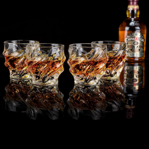 Set 4 Pahare pentru Whisky, KANARS, Cristal Fara Plumb, 260 ml, Design Elegant [3]