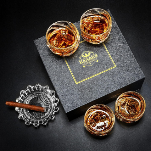 Set 4 Pahare pentru Whisky, KANARS, Cristal Fara Plumb, 260 ml, Design Elegant [6]