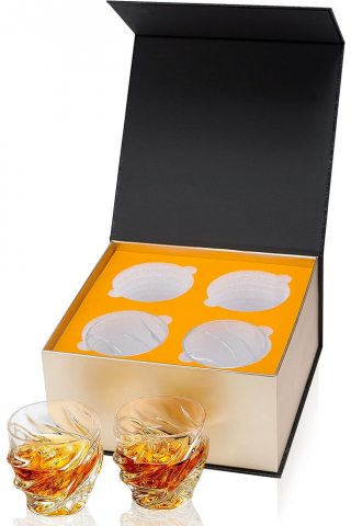 Set 4 Pahare pentru Whisky, KANARS, Cristal Fara Plumb, 260 ml, Design Elegant [1]