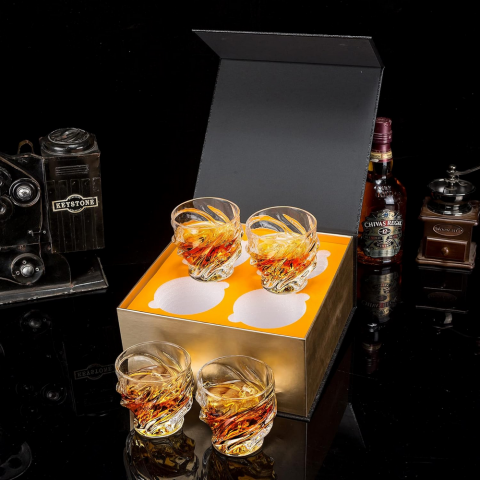 Set 4 Pahare pentru Whisky, KANARS, Cristal Fara Plumb, 260 ml, Design Elegant [2]