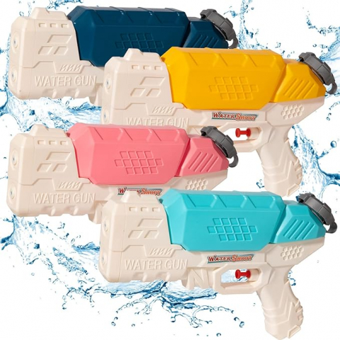 Jucării & Jocuri - Set 4 Pistoale cu Apă pentru Copii, AGAKY, Culori Asortate, 450 ml, Jet Dublu, Distanță Lungă, Jucării Apă Grădină, Piscină, Plajă