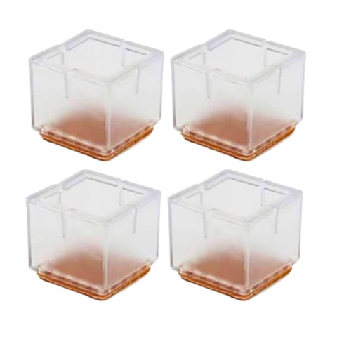 Decorațiuni Casă & Textile - Set 4 Protectii picioare mobilier, Patrate 42-45mm cu Pasla, Elastice, capace transparente anti-zgariere pentru parchet