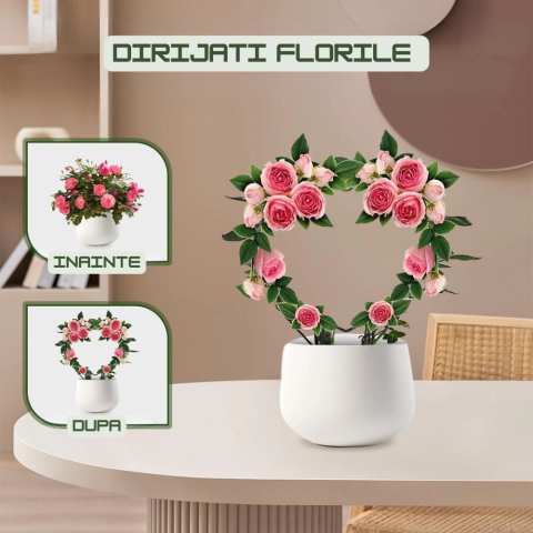 Set 4 suporturi metalice pentru plante, model rotund si inimia, cu 100 accesorii prindere, 23 x 34 cm [3]