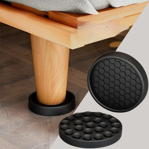 Mese & Scaune - Set 4 suporturi mobilier, Ø8.5 cm, anti-alunecare cu ventuze, din silicon, protectie podea pentru canapea si masina de spalat