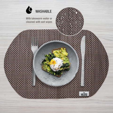 Set 4 suporturi pentru farfurie, Vilsto, 43x28 cm, PVC/Poliester, Maro [4]