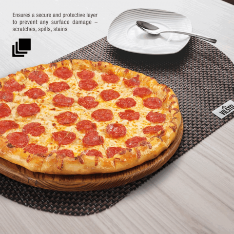 Set 4 suporturi pentru farfurie, Vilsto, 43x28 cm, PVC/Poliester, Maro [3]