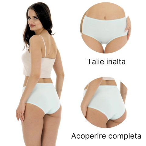 Set 5 chiloti dama bumbac organic talie inalta marime XL culori asortate [2]