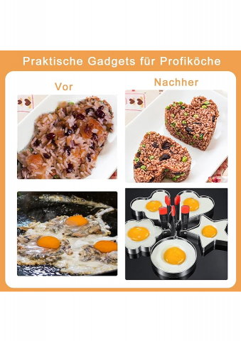 Set 5 Modele pentru Ouă Prăjite din Oțel Inoxidabil, Amabur - I2P3 [2]